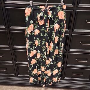 Wide Leg Floral Pants - Size XL